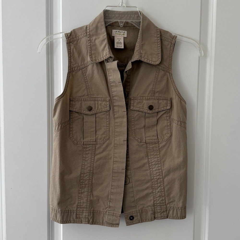 Wrangler Womens' Vest Khaki/Tan Lightweight Cotton Size M